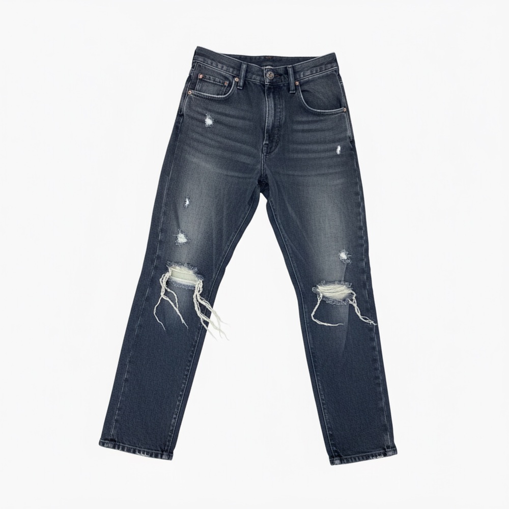 Agolde Womens Ripped Dark Gray Skinny Jeans